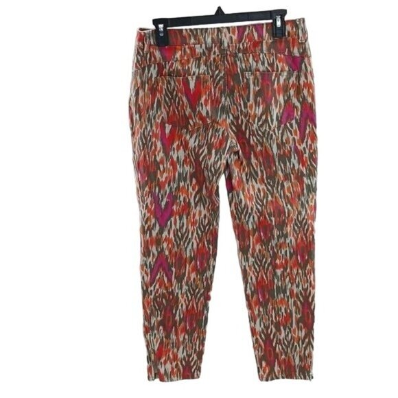 Chico's Black Label Womens Size 4 Multicolor Ikat Print Jeans Slim Fit Stretch - Picture 4 of 6